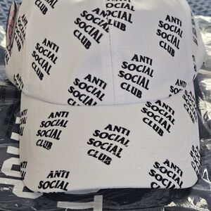 Anti Social Social Club All-Over Print Logo Hat - White/Black